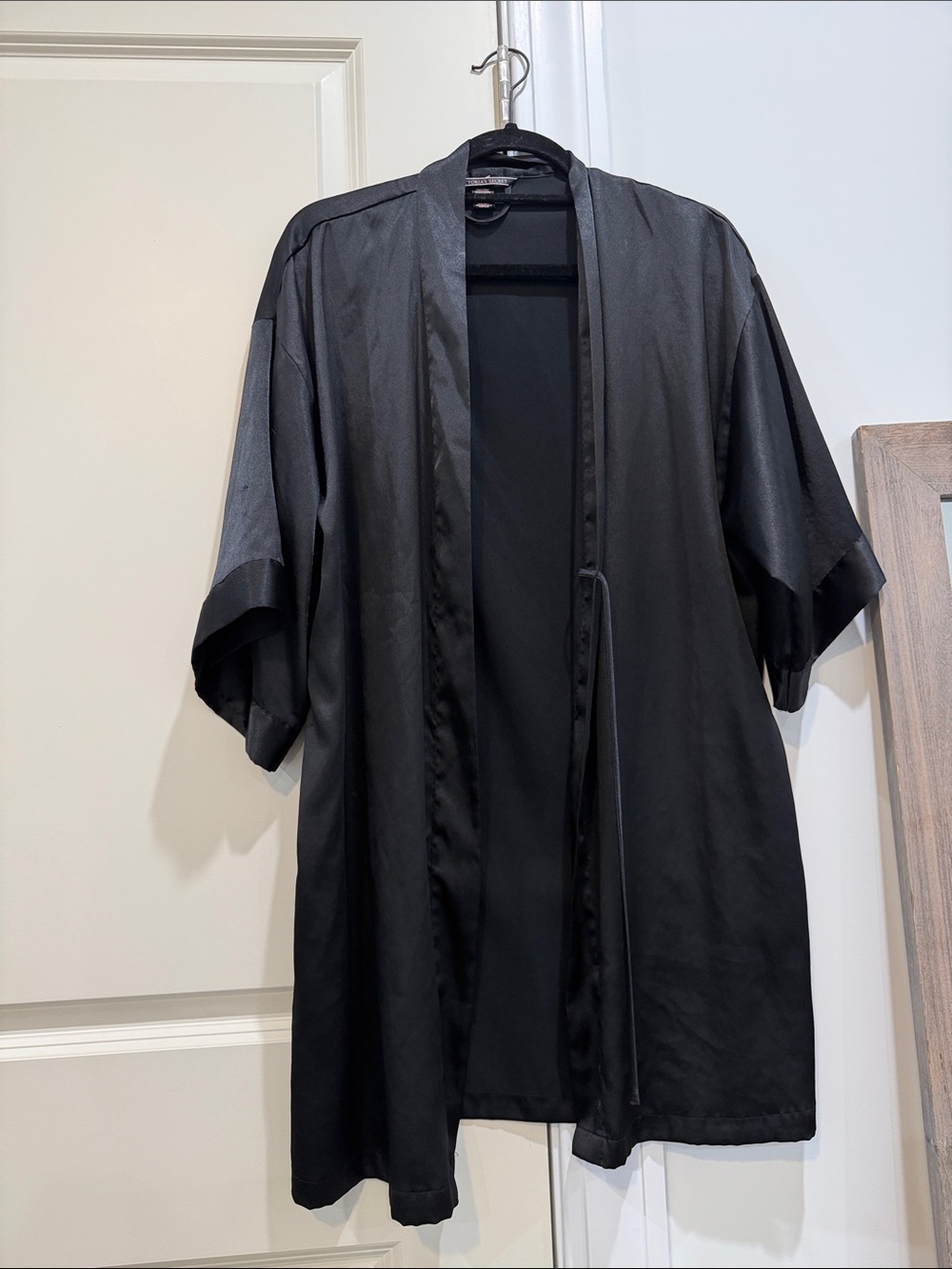 Men's Black Open-Front Kimono Jacket